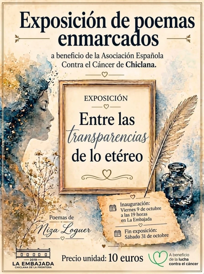 Exposición de poemas enmarcados. Entre las transparencias de lo etéreo